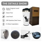 Fenmshairy Floral Cat Travel Coffee Mug for Cat Lover, Cat Animal Stainless Steel Thermal Insulated Tumbler Cup with Filp Lid, Birthday Christmas Gift for Men Women Sister Friend, 13 Oz
