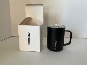 Corkcicle Classic Coffee Mug - Triple Insulated Stainless Steel Travel Mug - Shatter-Proof Lid - Easy Grip - Keeps Drink Hot Over 3 Hours - Holiday Mug Gift - Great for Gifting Warmth - 16 oz - Black