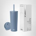 Simple Modern Insulated Tumbler with Lid and Straw | Iced Coffee Cup Reusable Stainless Steel Water Bottle Travel Mug | Gifts for Women Men Her Him | Classic Collection | 24oz | Blue Dune