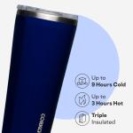 Corkcicle Classic Triple Insulated Coffee Mug with Lid, Gloss Midnight Navy, 24 oz – Stainless Steel Travel Tumbler Keeps Beverages Cold 9+hrs, Hot 3hrs – Cupholder Friendly Travel Coffee Tumbler