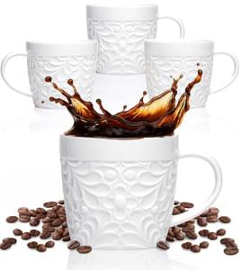 Set of 4 Nature-Inspired 16 Oz Ceramic Mugs