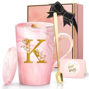 Personalized Pink Marble Coffee Mugs for Her