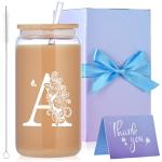Personalized Monogrammed Glass Cups with Lids