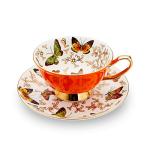 Butterfly Fine Bone China Coffee Mug and Saucer
