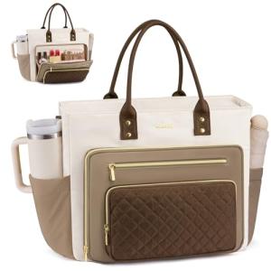 Teacher Tote Bag with Cup Holder for Work
