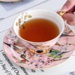 Pink Bird Porcelain Tea Cup Set with Saucer
