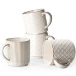 Set of 4 Large Stackable Ceramic Coffee Mugs