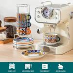 Vancasso Stackable Espresso Cups with Saucers - Set of 4