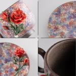 Handmade Ceramic Cup and Saucer Set - Rose-B