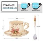 YOLIFE Vintage Floral Tea Cups Set of 2
