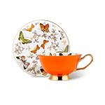 Butterfly Fine Bone China Coffee Mug and Saucer
