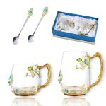 Fancy Glass Tea Cup Set with Spoon