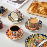 Vancasso Stackable Espresso Cups with Saucers - Set of 4