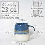 Extra Large Deep Blue Ceramic Coffee Mug, 23 Oz