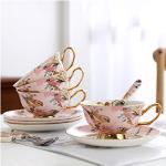 Pink Bird Porcelain Tea Cup Set with Saucer