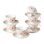 Floral Porcelain Tea Cups Set of 6