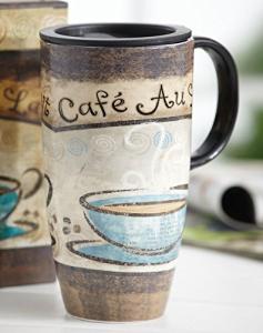 Topadorn 17 oz Ceramic Travel Mug with Handle