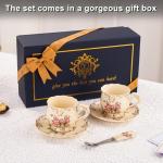 YOLIFE Vintage Floral Tea Cups Set of 2