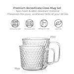 Clear Glass Coffee Cups - 20 Oz, 2-Pack