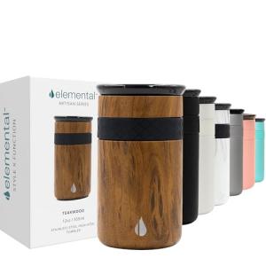 Teak Wood Insulated Travel Coffee Tumbler 12oz