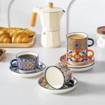 Vancasso Stackable Espresso Cups with Saucers - Set of 4