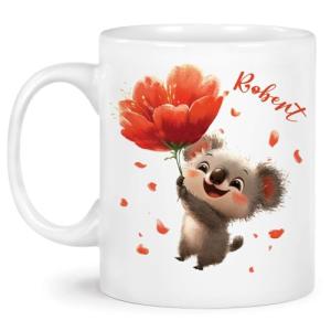 Custom Koala Poppy Flower Ceramic Mug