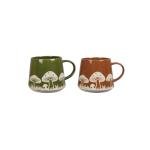 Set of 2 Mushroom Design Stoneware Mugs