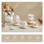 Floral Porcelain Tea Cups Set of 6