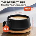 Set of 4 Ceramic Tea Cups and Saucers