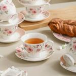 Floral Porcelain Tea Cups Set of 6