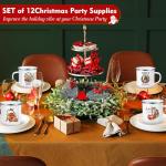 12 Pcs Christmas Coffee Mugs with Santa & Snowman