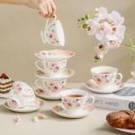 Floral Porcelain Tea Cups Set of 6