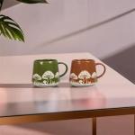 Set of 2 Mushroom Design Stoneware Mugs