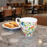 LanHong 16 oz Floral Mugs Bone Porcelain Coffee Tea Cup Cute Coffee Mug Gift for Friend Colleague Dad Mom (White B)