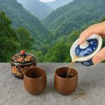 JapanBargain 4103+4079, Wooden Tea Cup and Saucer Set Wooden Water Mug Coffee Mug Japanese Zen Style Teacup 4 ounce