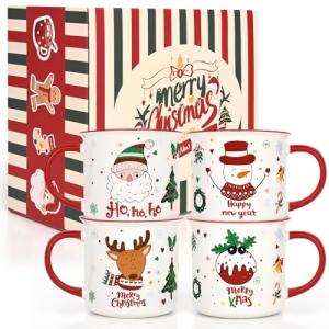 Set of 4 Festive Holiday Coffee Mugs