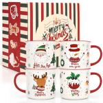 Set of 4 Festive Holiday Coffee Mugs