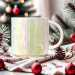 Iridescent Ceramic Coffee Mug with Personalized Lettering