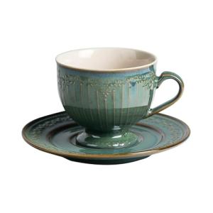 Vintage Embossed Ceramic Mug and Saucer Set