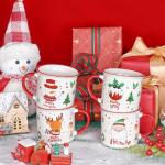 Set of 4 Festive Holiday Coffee Mugs
