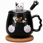 Cute Cat Mug with Lid and Spoon