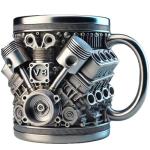 V8 Engine Design Stainless Steel Coffee Mug