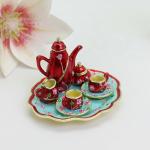 Miniature Floral Tea Set Trinket Box and Tray