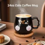 Cute Cat Mug with Lid and Spoon