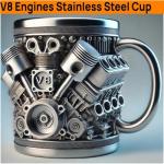 V8 Engine Design Stainless Steel Coffee Mug