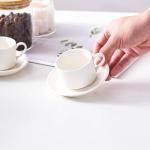Stackable Porcelain Espresso Cups with Saucers - Set of 4