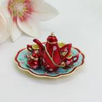 Miniature Floral Tea Set Trinket Box and Tray