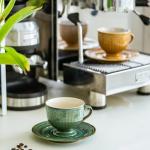Vintage Embossed Ceramic Mug and Saucer Set