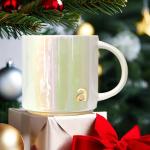 Iridescent Ceramic Coffee Mug with Personalized Lettering