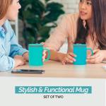 Set of 2 Aqua Double Wall Insulated Desk Mugs